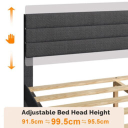 4Ft6 Double Upholstered Bed Frame Platform Bed Slat Suppor - thumbnail 4
