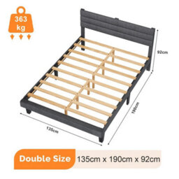 4Ft6 Double Upholstered Bed Frame Platform Bed Slat Suppor - thumbnail 2
