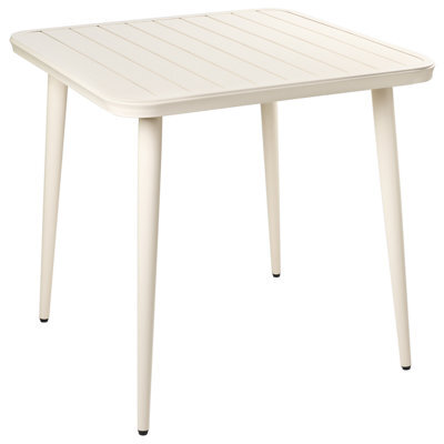 Beliani Garden Dining Table Naturno 80 Cm 80 Cm Metal Light Beige - image 1