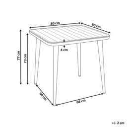 Beliani Garden Dining Table Naturno 80 Cm 80 Cm Metal Light Beige - thumbnail 3