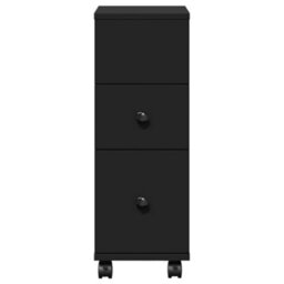 Vidaxl Narrow Bathroom Cabinet With Wheels Black Engineered Wood - thumbnail 4