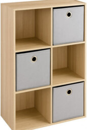 Spot On Dealz 6-Cube Storage Organizer Shelf Unit With 3 Fabric Baskets Bookcase Living Room - thumbnail 2