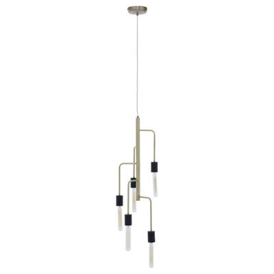 Orsina Modern 5 Bulb Antique Brass Pendant Light, Brass-Toned Hanging Light With 5 Slender Arms, Ambient Lighting - image 1