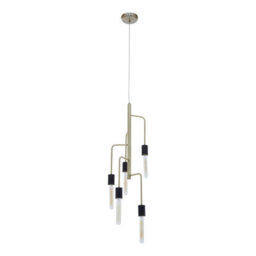 Orsina Modern 5 Bulb Antique Brass Pendant Light, Brass-Toned Hanging Light With 5 Slender Arms, Ambient Lighting - thumbnail 3