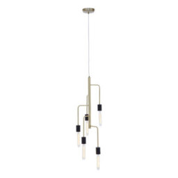 Orsina Modern 5 Bulb Antique Brass Pendant Light, Brass-Toned Hanging Light With 5 Slender Arms, Ambient Lighting - thumbnail 2