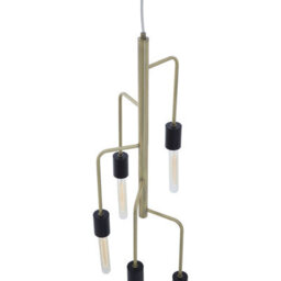 Orsina Modern 5 Bulb Antique Brass Pendant Light, Brass-Toned Hanging Light With 5 Slender Arms, Ambient Lighting - thumbnail 4