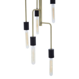 Orsina Modern 5 Bulb Antique Brass Pendant Light, Brass-Toned Hanging Light With 5 Slender Arms, Ambient Lighting - thumbnail 8