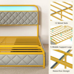 King Size Bed Frame With 4 Drawer & Led Lights - thumbnail 6