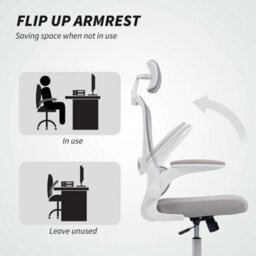 High Back Mesh Computer Desk Chair With Lumbar Support, Grey - thumbnail 3