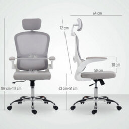 High Back Mesh Computer Desk Chair With Lumbar Support, Grey - thumbnail 2