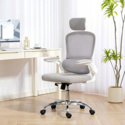 High Back Mesh Computer Desk Chair With Lumbar Support, Grey - thumbnail 7