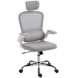 High Back Mesh Computer Desk Chair With Lumbar Support, Grey - thumbnail 1