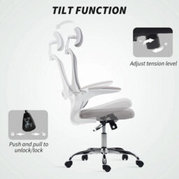 High Back Mesh Computer Desk Chair With Lumbar Support, Grey - thumbnail 5
