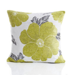 Luxury Living Poppy Luxury Floral Chenille Cushion Lime/grey