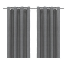 GoodHome Glend Grey Plain Woven Blackout & Thermal Eyelet Curtain (W)167Cm (L)183Cm, Pair - thumbnail 1