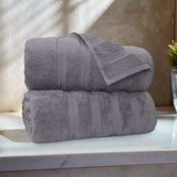Casabella Bath Sheets 90X180 Cm 2 Pc Premium Quality 100% Combed Cotton 650 Gsm Bathsheet Set Quick Dry Towels Silver