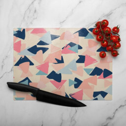 Benjamin Tate Design Pastel Coloured Triangles Glass Chopping Boarddesigner Style - thumbnail 3