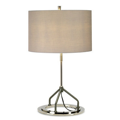 Elegant Grey Shade Table Lamp With Polished Nickel Finish And Led Bulb - image 1