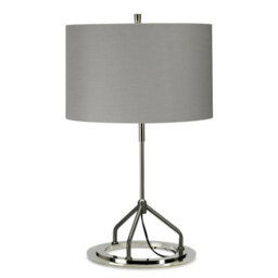 Elegant Grey Shade Table Lamp With Polished Nickel Finish And Led Bulb - thumbnail 2