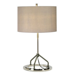 Elegant Grey Shade Table Lamp With Polished Nickel Finish And Led Bulb - thumbnail 1