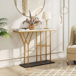 Elegant Foyer Table Narrow Sofa Table With Metal Frame - thumbnail 4