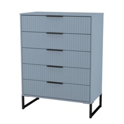 Ancona Matt Denim Blue 5 Drawer Chest (H)1008mm (W)765mm (D)395mm - thumbnail 3