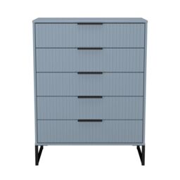 Ancona Matt Denim Blue 5 Drawer Chest (H)1008mm (W)765mm (D)395mm - thumbnail 2