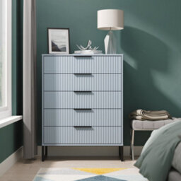 Ancona Matt Denim Blue 5 Drawer Chest (H)1008mm (W)765mm (D)395mm - thumbnail 1