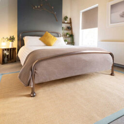 Loomed Natural Jute Blue Grey Cotton Border Area Rug 80X150Cm - thumbnail 2