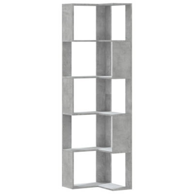 Berkfield Elegant Corner Bookcase 5-Tier Concrete Grey 50X50X179 Cm Engineered Wood