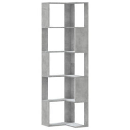 Berkfield Elegant Corner Bookcase 5-Tier Concrete Grey 50X50X179 Cm Engineered Wood