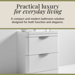 Balterley Aldershawe Modern Bathroom Floor Standing 2 Drawer Vanity Unit Basin, Gloss White, 755mm - thumbnail 4