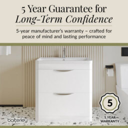 Balterley Aldershawe Modern Bathroom Floor Standing 2 Drawer Vanity Unit Basin, Gloss White, 755mm - thumbnail 6