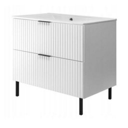 Heze Furniture Flow Standing Bathroom Vanity Cabinet With Basin 80Cm - White - thumbnail 1