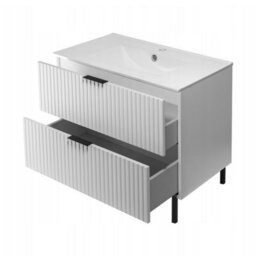 Heze Furniture Flow Standing Bathroom Vanity Cabinet With Basin 80Cm - White - thumbnail 3