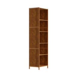 Darphe 5 Tier Open Bookcase Moso Bamboo Mdf Wood Colour Slim Profile Storage Shelf - thumbnail 5