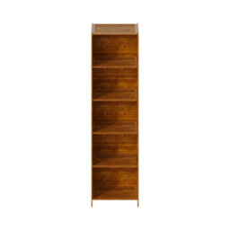 Darphe 5 Tier Open Bookcase Moso Bamboo Mdf Wood Colour Slim Profile Storage Shelf - thumbnail 4