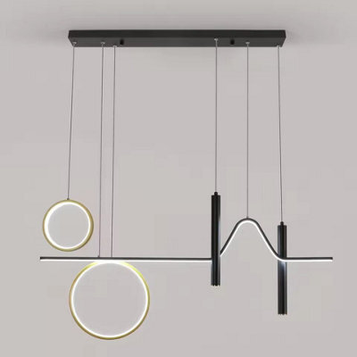Modern Led Pendant Light, Dimmable Creative Led Chandelier Linear Wave Light Fixture, Led Hanging Light For Dining Room Kitchen - image 1