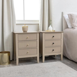 Melody Maison Pair Of 3 Drawer Bedside Tables - Hales Tan Range - thumbnail 5