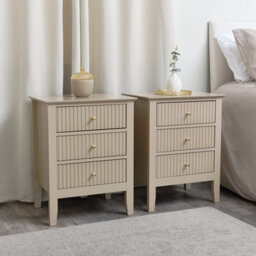 Melody Maison Pair Of 3 Drawer Bedside Tables - Hales Tan Range - thumbnail 1