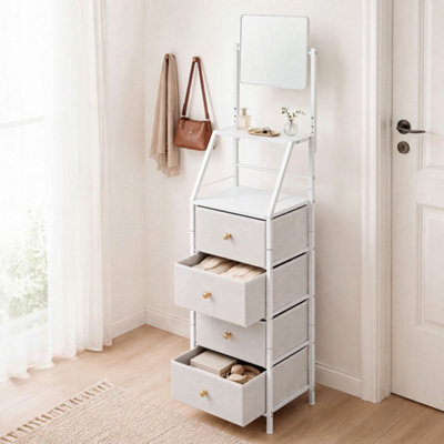 Levede Chest Of Drawers Mirror Dressing Table Freestanding Bedroom White - image 1