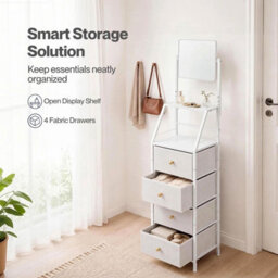 Levede Chest Of Drawers Mirror Dressing Table Freestanding Bedroom White - thumbnail 7