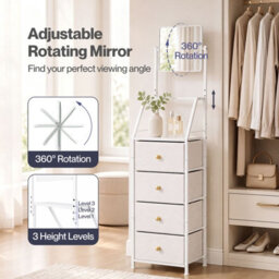 Levede Chest Of Drawers Mirror Dressing Table Freestanding Bedroom White - thumbnail 6