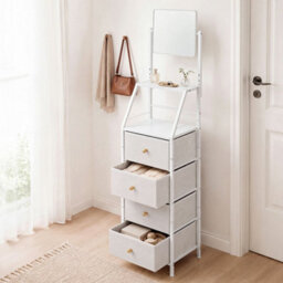 Levede Chest Of Drawers Mirror Dressing Table Freestanding Bedroom White - thumbnail 1