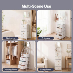 Levede Chest Of Drawers Mirror Dressing Table Freestanding Bedroom White - thumbnail 9
