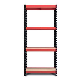 RB UK Rb Boss Garage Shelving Unit Fastlok 4 Shelf Mdf Red & Black Powder Coated Steel (H)1600mm (W)750mm (D)350mm, Pack Of 2 - thumbnail 2
