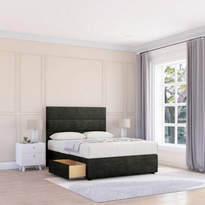 "Sloomy 6Ft Texas Divan Bed Base Graphite Dumfries ,4 Drawers & 26"" Struts Headboard - Super King" - image 1