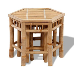 Walplus Durable Garden Stools For Dining Room, Garden And Patio 3 Pcs Bamboo - thumbnail 2
