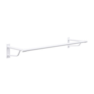Heavy Duty White Wall Mounted Hanging Clothes Rail Garment Rack - 600mm (2Ft) - image 1