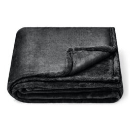 Moonlight Bedding Fleece Blanket Soft Throw Lightweight All Season Sofa, Bed & Travel Blanket Super King (Black, 230X270Cm)
